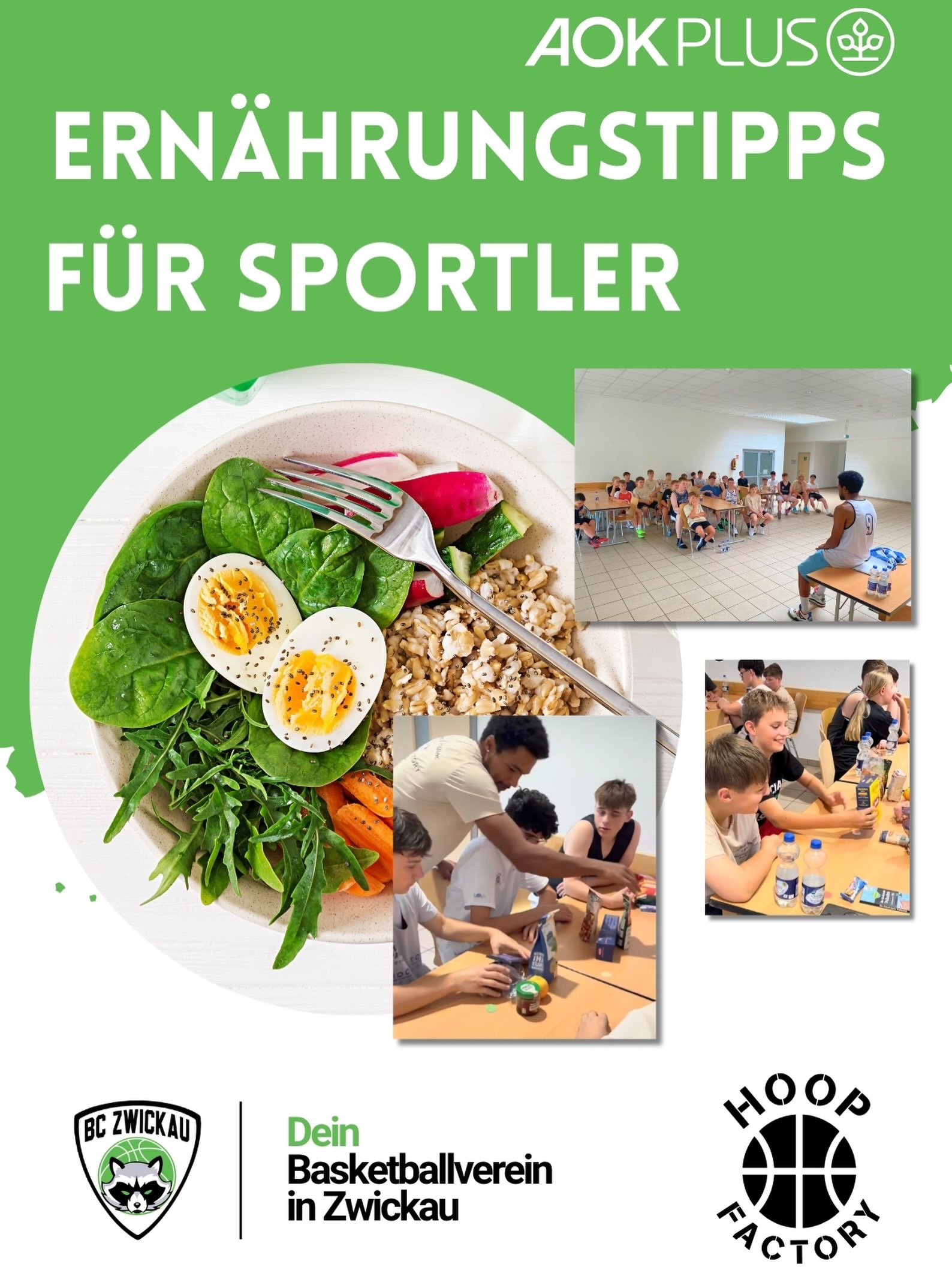 🏀💚 Mehr als nur Basketball!

Beim diesjährigen Basketballcamp gab es nicht nur jede Menge Tipps, Tricks und intensive Trainingseinheiten mit der Hoop Factory, sondern auch eine spannende Ernährungsberatung speziell für Sportler von unserem Trainer Jevon. 🥗💪

Denn Höchstleistungen entstehen nicht nur auf dem Spielfeld – auch die richtige Ernährung spielt eine entscheidende Rolle.

Diese Aktion fand im Rahmen der AOKPlus Vereinsaktion statt. 

#bczwickaunachwuchs #hoopfactoryhd #aokplus #vereinsaktion